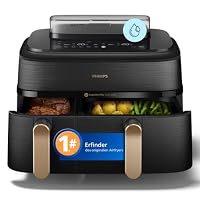 Philips Steam Airfryer 5000 Series Dual Basket Heißluftfritteuse mit Dampfgar-Funktion & 2 Körben – Steam, Airfry, SteamFry, 9L (3L+6L), RapidAir Plus, automatische Dampfreinigung (NA552/00) – Ansicht 1