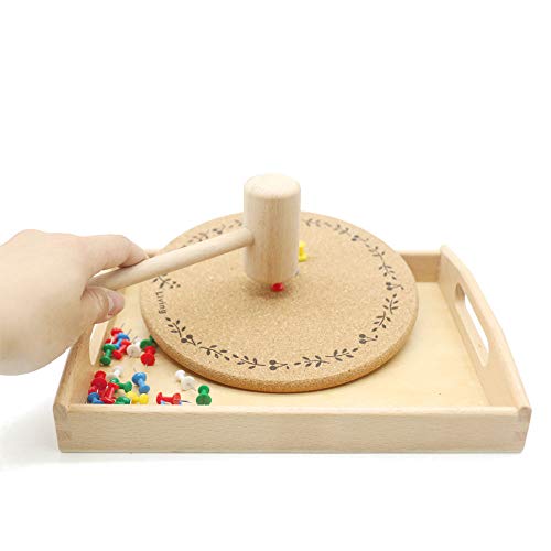 Image of DANNI Gudong Montessori Practical Life Material Hammer and Nails Set with Wooden Tray Montessori Educational Wooden Toys for Children (1)