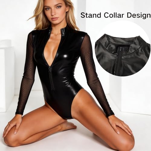 Latex Dessous Für Sex Lederkleid Damen Negligee Sexy Große Größe Minikleid Reizwäsche Kurzes Kleid Lack Rock Unterwäsche Frauen Set Leder Minirock Body Kleidung Die Frau Outfit Lingerie Elegant (S)