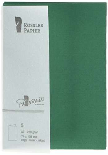10 x Paperado Doppelkarte A7 hoch VE=5 Stück Tannengrün