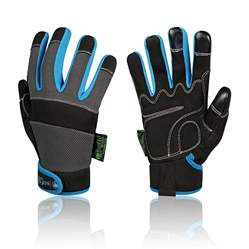 SAFTA Gardening Working Gloves For Men & Women Mechanic Gloves Breathable Thorn Proof Garden Heavy Duty High Performance Assembly, Auto Mechanic & Plumbing Protective Gloves M