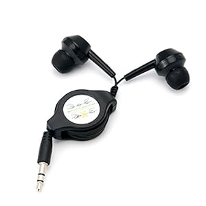 TRIXES Schwarze Einziehbare 3,5-mm-Stereo-Kopfhörer