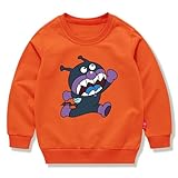 [NCWSDW] ばいきんまん 子供服 春秋 スウェット 長袖 クルーネック 男の子 女の子 綿100% キッズ 薄手 カジュアル 小学生 トップス プレゼント オレンジ 90CM