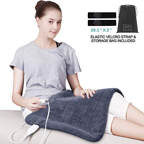 Tech Love XXL Electric Heating Pad for Neck Shoulder and Back Pain Relief with Fixation Strap Moist Heat Pad with Auto Shut Off Extra Large 20'' x 28'' - Charcoal Gray - Thumbnail 5