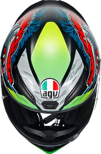 Agv K1 Full Face Motorcycle Helmet - Dundee - Matte Lime/Red - Large #TOP4