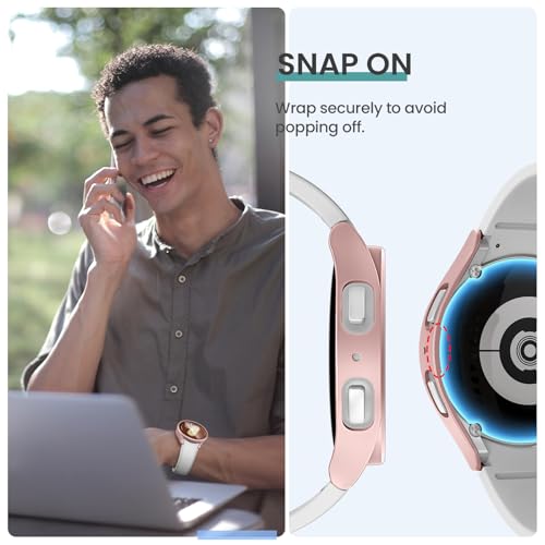 Image of Tensea [5+5Pack for Samsung Galaxy Watch 7 Screen Protector Case 40mm Accessories, Hard PC Bumper /HD Anti-Fog Tempered Glass Protective Film, Face Cover Set, Galaxy Watch 7 Case for Women Men