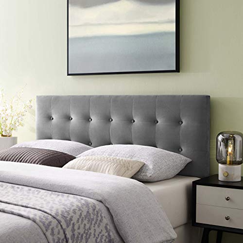 Image of Modway Emily King Biscuit Tufted Performance Velvet Headboard, Gray