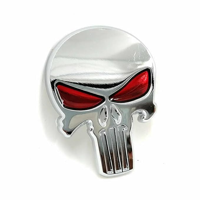 Image of VRT 3D Chrome Emblem Automotive Car, Bike Badges Logo Self Adhesive Sticker (Skull, Silver)