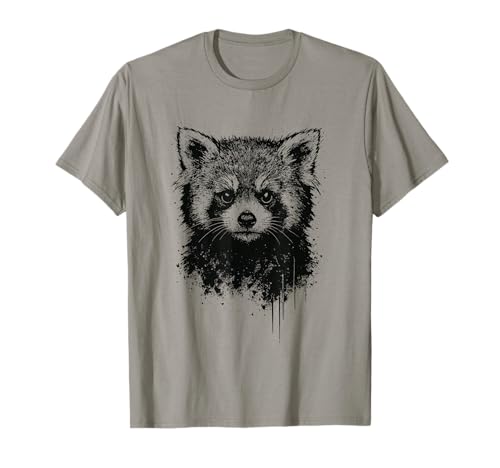 Red Panda Bear Ink Art Grunge Aesthetic Jungle Portrait T-Shirt