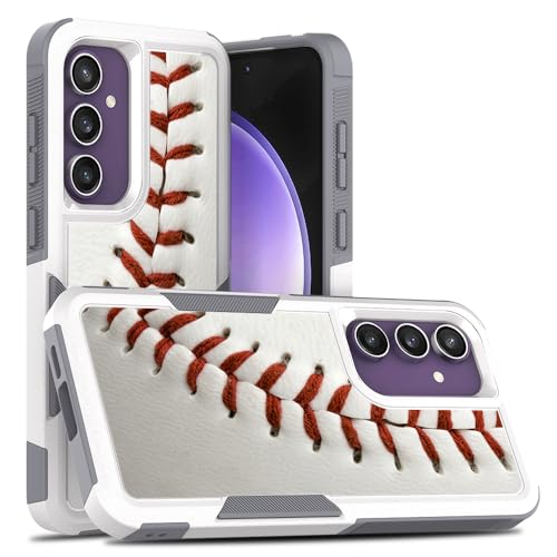 Candykisscase Case for Samsung Galaxy S24 FE, Unique Pattern Shock-Absorption Hard PC and Inner Silicone Hybrid Dual Layer Armor Defender Case for Samsung Galaxy S24 FE 2024 (Baseball Sports)
