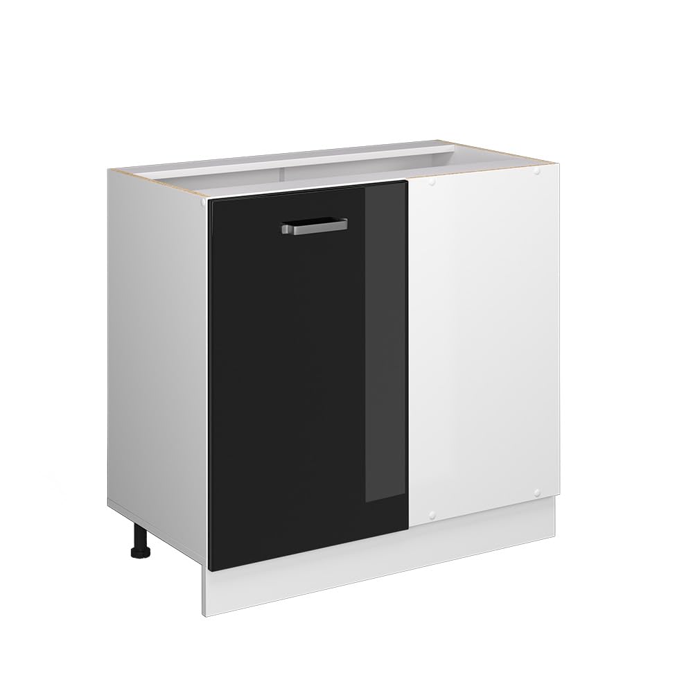 Vicco Mobile ad angolo cucina R-Line, Nero lucido, 86 cm
