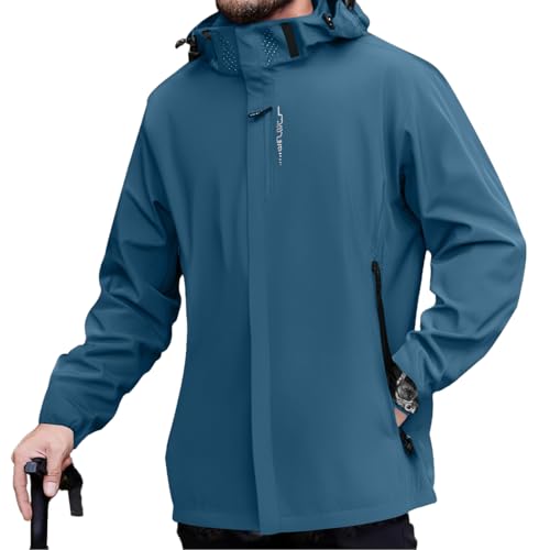 Giacca Uomo Giubbotti Leggera Da Lavoro Parka Invernale Giubbotto Sci Tuta Mezza Stagione Giacche Softshell Giubbino Cappotto Neve Tecnica Impermeabile Antipioggia Blu cielo M
