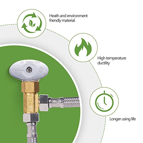 Litorange Lead-Free Brass 3/8 Inch Angle Stop Add-A-Tee Compression Tee Valve, 3/8" Inlet by 3/8" Outlet by 3/8 Inch Outlet, 2-Pack