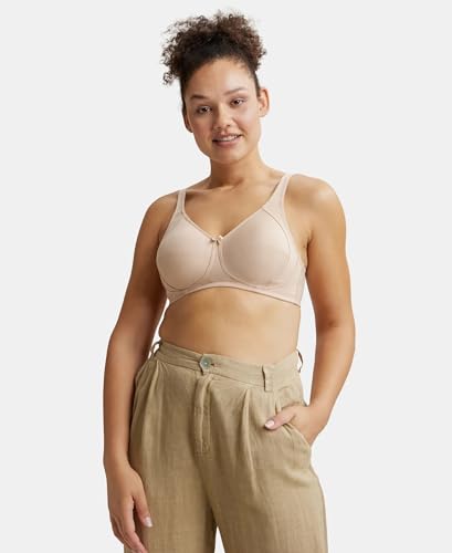 Image of Jockey ES13 Women Wirefree Non Padded Super Combed Cotton Elastane Stretch Full Coverage Plus Size Bra with Side Panel Support
