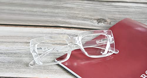 Image of Eyekepper 4 Pack Stylish Reading Glasses Women - Oversized Square Readers Transparent +3.25