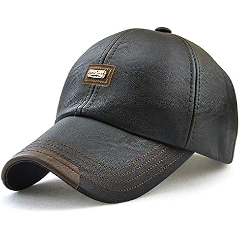 LAIFEKE Baseball Cap Men Autumn Winter Cap PU Leather Windproof Waterproof Outdoor Sports Hat (Black) Cover