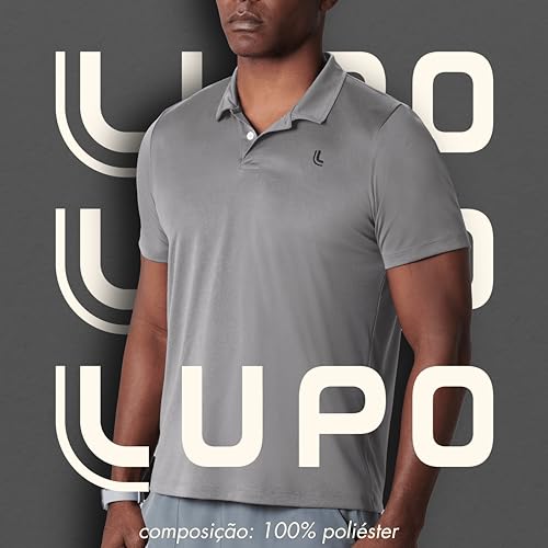 LUPO Camista T-shirt Masculina Polo Casual Adulto, Cinza, G
