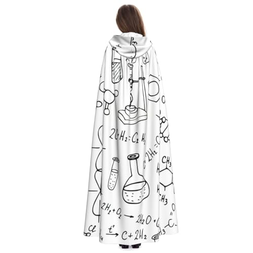 Costume de sorcière corbeau avec cette cape à capuche imprimé chimie