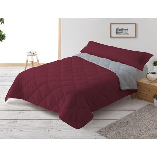 Donegal Collections - Edredón Nórdico 300 gr/m² Reversible Bicolor, Relleno Nordico 180x220 cm, Edredón Cama 105, Color Granate, Edredón Otoño-Invierno Suave, 100% Fibra y Antiácaros