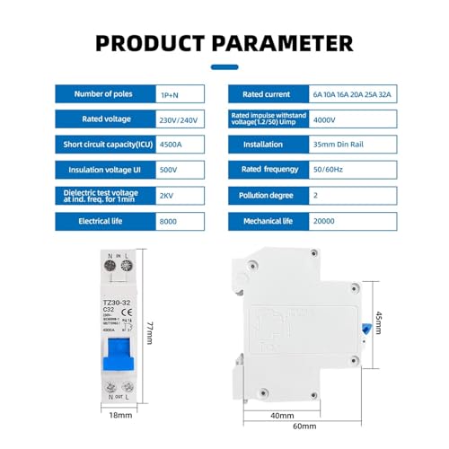 Interruptor de aire TZ30-32 DPN de 6A para proteger la iluminación del salón y estudio 2
