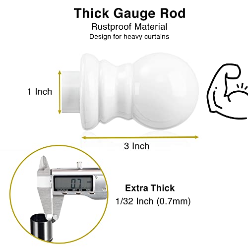 1 Inch White Curtain Rod For Windows 26 To 42 Inch With Window Treatment Hardware - Decorative Bedroom Kitchen Drapery Window Curtain Rod And Bracket Set For Drapes And Curtains #TOP1