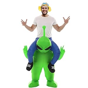 JUEJIAZKIY Green Alien Carrying Halloween Human Costume Disfraz humano verde con disfraz humano inflable divertido para cosplay inflable disfraz adulto para fiesta