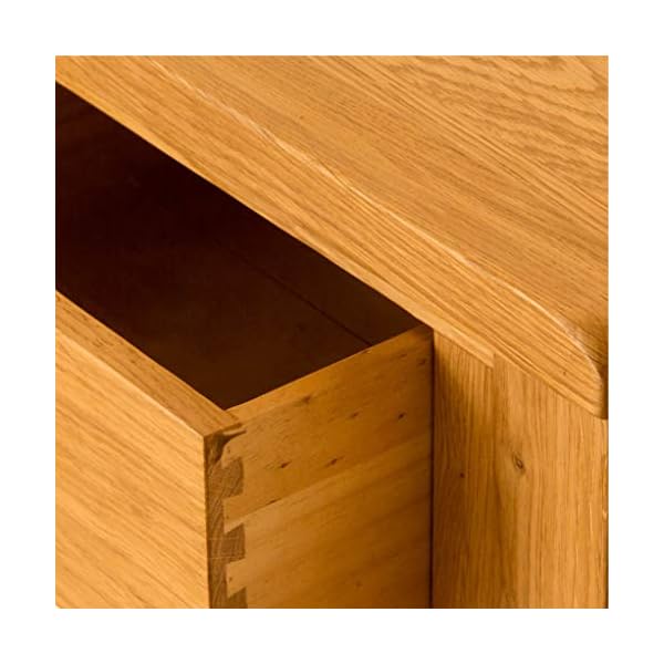 RoselandFurniture Lanner Oak Console Table with Storage | Large Traditional Rustic Waxed Solid Wood 2 Drawers Telephone Table for Hallway or Living Room - Image 7