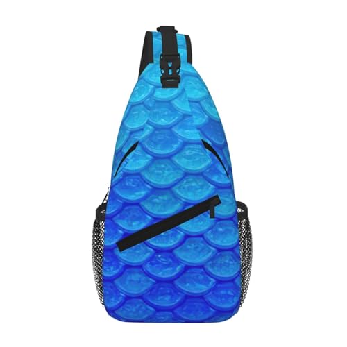 Sac à dos imprimé écailles de sirène bleu pour voyage et plein air