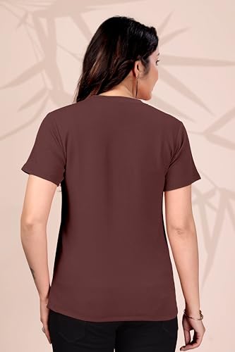 Image of Women Round Neck Printed Cotton Blend Regular Fit T-Shirt