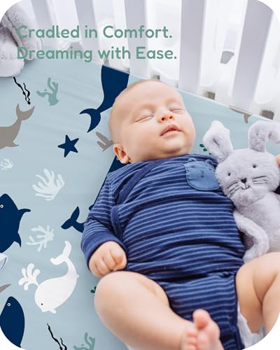 Image of Pack and Play Sheets Fitted 2 Pack, 38x26 Graco Pack n Play Sheets for Playard & Travel Crib Mattress, Ultra Soft Jersey Knit, Breathable Stretchy Deep Pocket, Compatible with Mini Cribs
