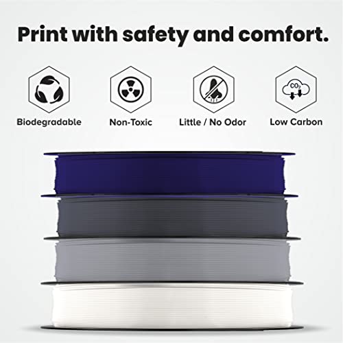 Image of 3 idea Imagine Create Print Premium PLA 1.75mm 3D Printer Filament Bundle | Dimensional Accuracy + /- 0.03mm (4KG Total, 1KG /Spool) | 4 Colors Combo (Black, White, Grey, Blue)