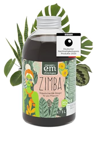 EM-Chiemgau BIO Grünpflanzendünger Zimba für Zimmerpflanzen [mit Effektive Mikroorganismen] organischer Pflanzendünger, Blumendünger, Palmendünger, Kakteendünger, Gemüsedünger flüssig (1 L)