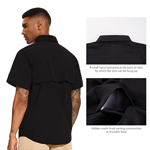 BASSDASH Men's UPF 50+ Short Sleeve Button Down Fishing Shirt Breathable Lightweight for Outdoors Hiking Camping2