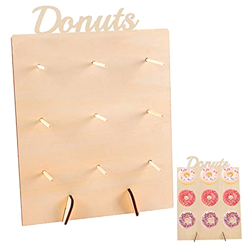 Donut Wall 9 Rosquilla Donut Pared Soporte De Rosquilla Expositor De Donuts Tablero De Rosquilla Reutilizable Palo De Madera Rustica para Fiesta De Cumpleaños,Pastel De Bodas,decoración De Rosquillas Cover