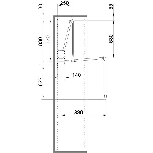 Kleiderlift Junior penderie relevable design anthracite pour meuble haut