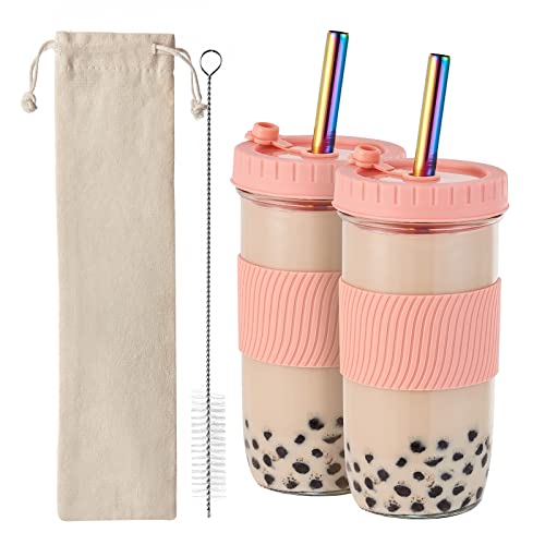 Amyoole Reusable Boba Glass Smoothie Cup