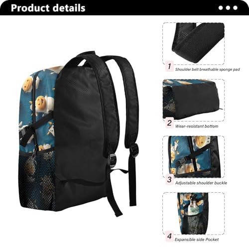 AIXIWAWA Lightweight Hiking Backpacks Cute Cattle Print, Foldable Waterproof Daypack for Commute Travel4