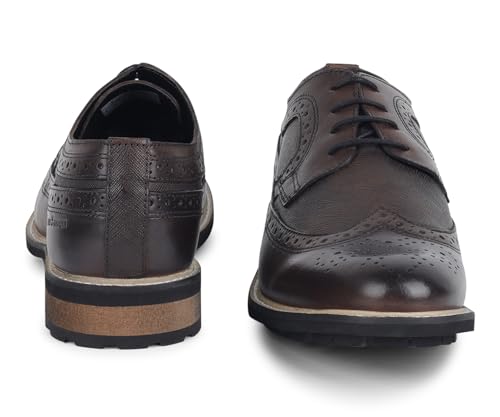Image of LOUIS STITCH Leather Brogue lace up Boot for Men - Brunette Brown (LSBXBGSFBB) UK -