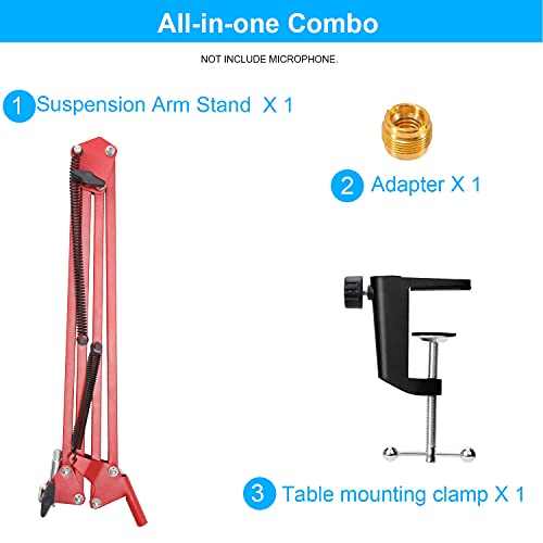 Youshares QuadCast Microfoonstandaard, microfoonarm met clipmontage voor HyperX QuadCast condensatormicrofoon, rood - Image 7