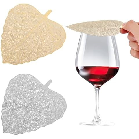 OLYCRAFT Leaf Stainless Steel Wine Glass Covers Cover