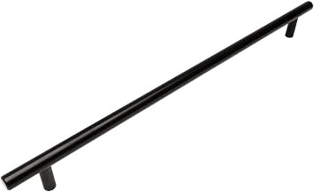 Cosmas 305-320FB Flat Black Cabinet Hardware Euro Style Bar Handle Pull - 12-5/8" Inch 320mm Hole Centers, 15" Overall Length