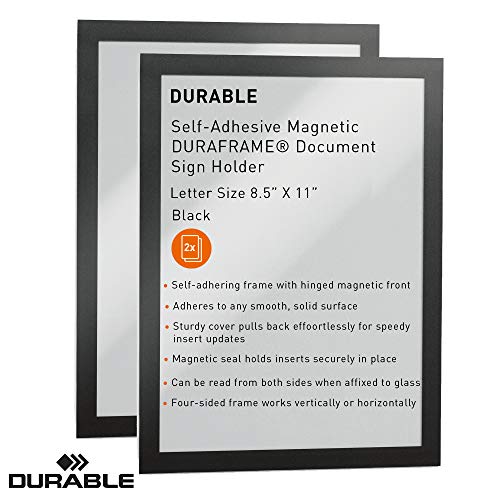 Durable Self-Adhesive Magnetic Duraframe Document Sign Holder, Letter-Size 8-1/2" X 11", Black, 2 Pack (476801) #TOP1