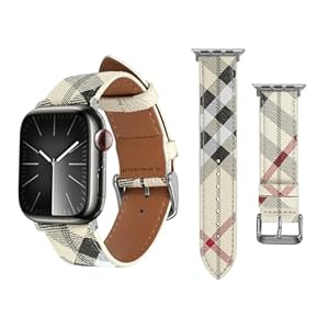 Leather Band Compatible with Apple Watch iWatch 49mm 45mm 44mm 42mm Women Men, Luxury Plaid Designer Leather Wristband for iWatch Ultra/Ultra 2 Series 9 8 7 6 5 4 3 2 1 SE SE2