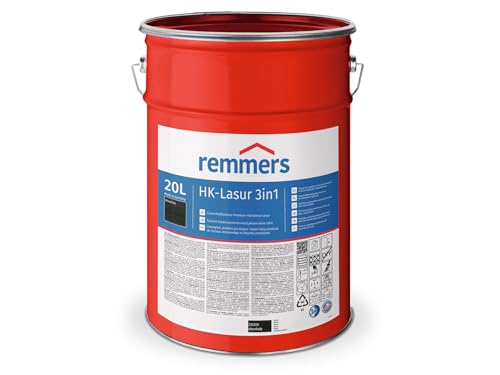 Remmers HK-Lasur 3in1 ebenholz, 20 Liter, Holzlasur aussen, 3n1: Imprägnierung, Grundierung & Lasur, Holzschutz vor Feuchtigkeit & UV-Strahlung