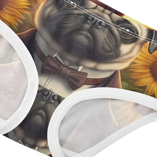 Bulldog Gentleman Sunflower Cute Panties Girl Toddler Underwear Custom Cotton Colorful Kids Briefs Undies 2t4
