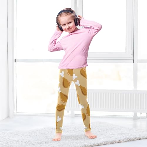 Drumstick Fried Girls Leggings,Workout Leggings for Girls Toddler Athletic Leggings Size for 3-10T4