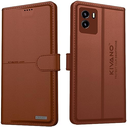 Image of Compatible with Vivo Y15s 2022 / Vivo Y01 Flip Cover | Leather Finish | Inside Pockets & Inbuilt Stand | Shockproof Wallet Style Magnetic Closure Back Cover Case