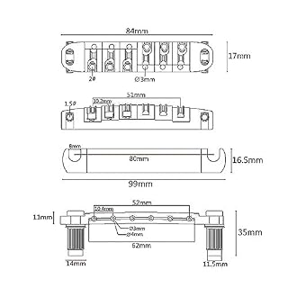 JD.Moon Chevalet de selle ABR-1 Tune-o-matic pour guitare Les Paul Doré - Les Beatles, Paul McCartney, John Lennon, RIngo Starr, George Harrison JD.Moon Chevalet de selle ABR-1 Tune-o-matic pour guitare Les Paul Doré – Image 3