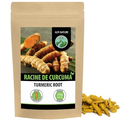Alpi Nature Curcuma Racine Coupée 250g, Morceaux de Racine de Curcuma Séchés et Coupés, Thé en Vrac