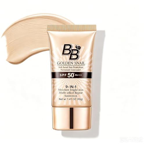 Golden Snail BB Cream SPF 50, crema facial hidratante, resistente al agua, corrector hidratante, base de maquillaje de larga duración para uso diario, protector solar facial para todo tipo de piel